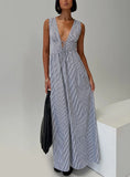Pokey Maxi Dress Black White Stripe