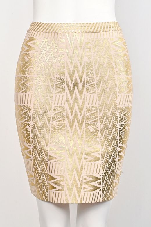 High Waist Metallic Leather Mini Skirt Gold