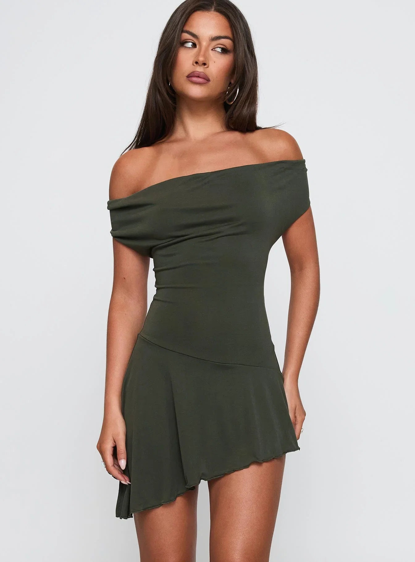 I Attract It Cowl Halter Playsuit Green