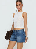 Mackenza Mid Rise Denim Shorts Mid Blue Wash