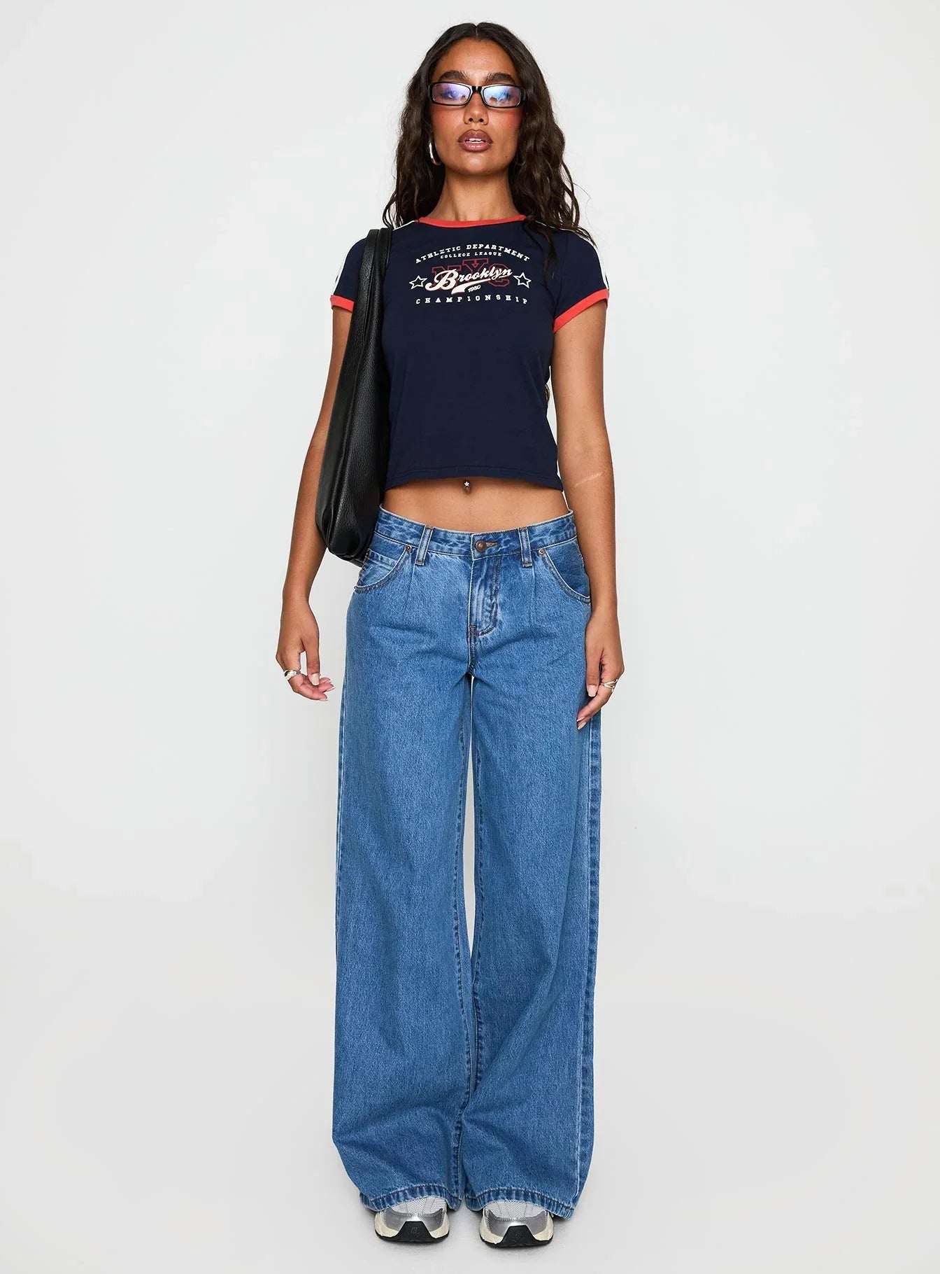 Supercut Low Rise Baggy Pleat Jeans Mid Blue