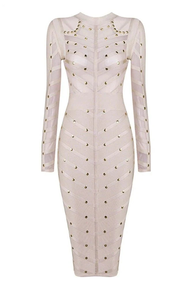 Rosa Long Sleeve Bodycon Dress Cream