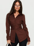 Shapeshifter Twist Long Sleeve Shirt Chocolate