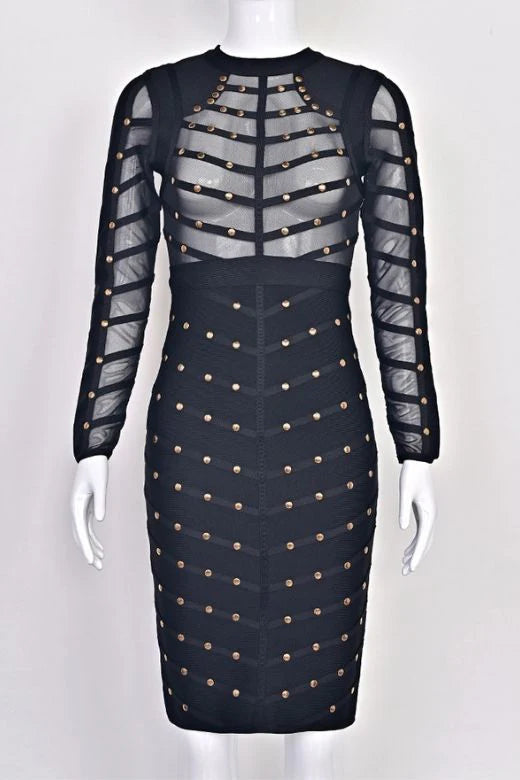 Rosa Long Sleeve Bodycon Dress Classic Black