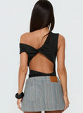 Back To Back Off Shoulder Twist Back Bodysuit Black