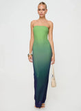 Stolen Love Strapless Maxi Dress Blue Green Ombre