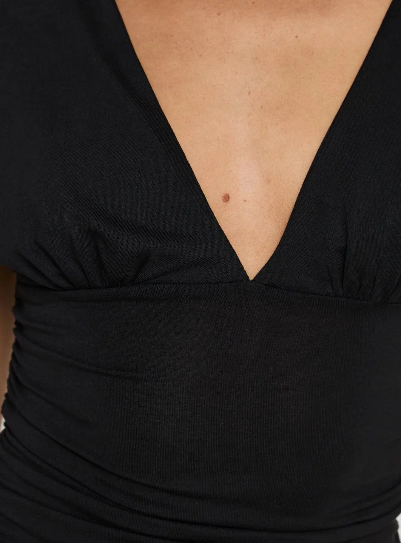 Mattey Cinched V Neck Top Black