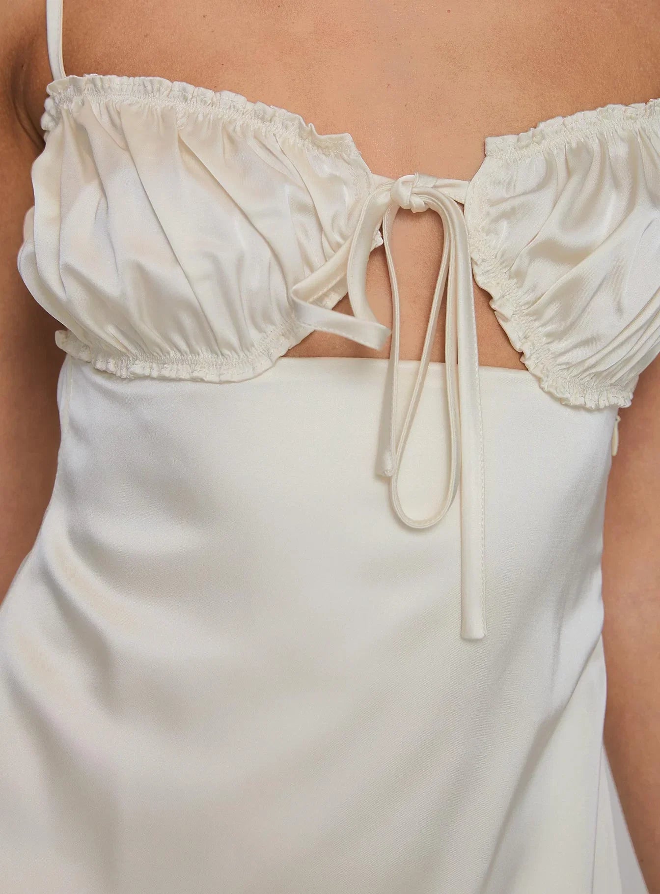 Decipher Satin Mini Dress Ivory