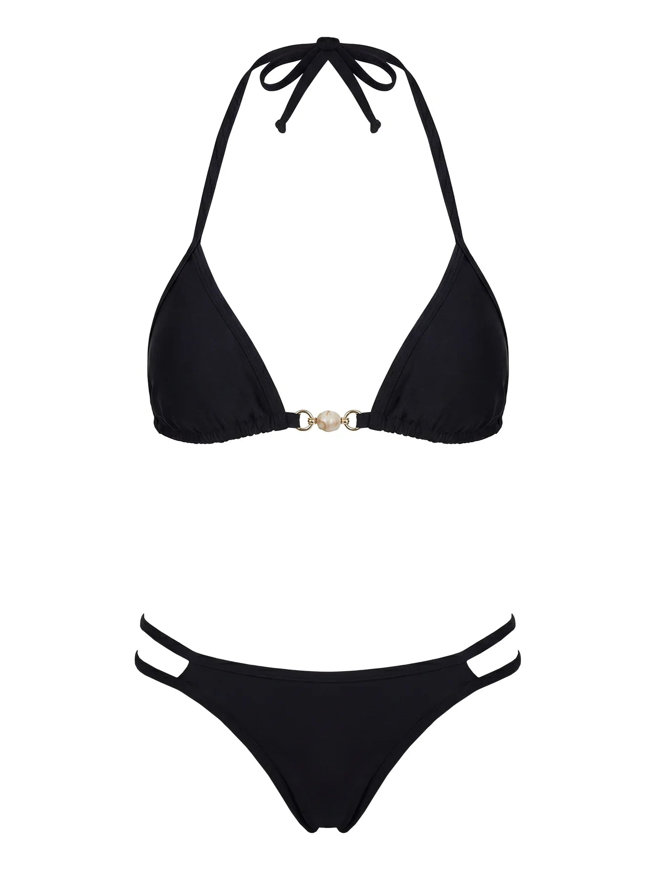 Maurita Hardware Halter Bikini Top Black