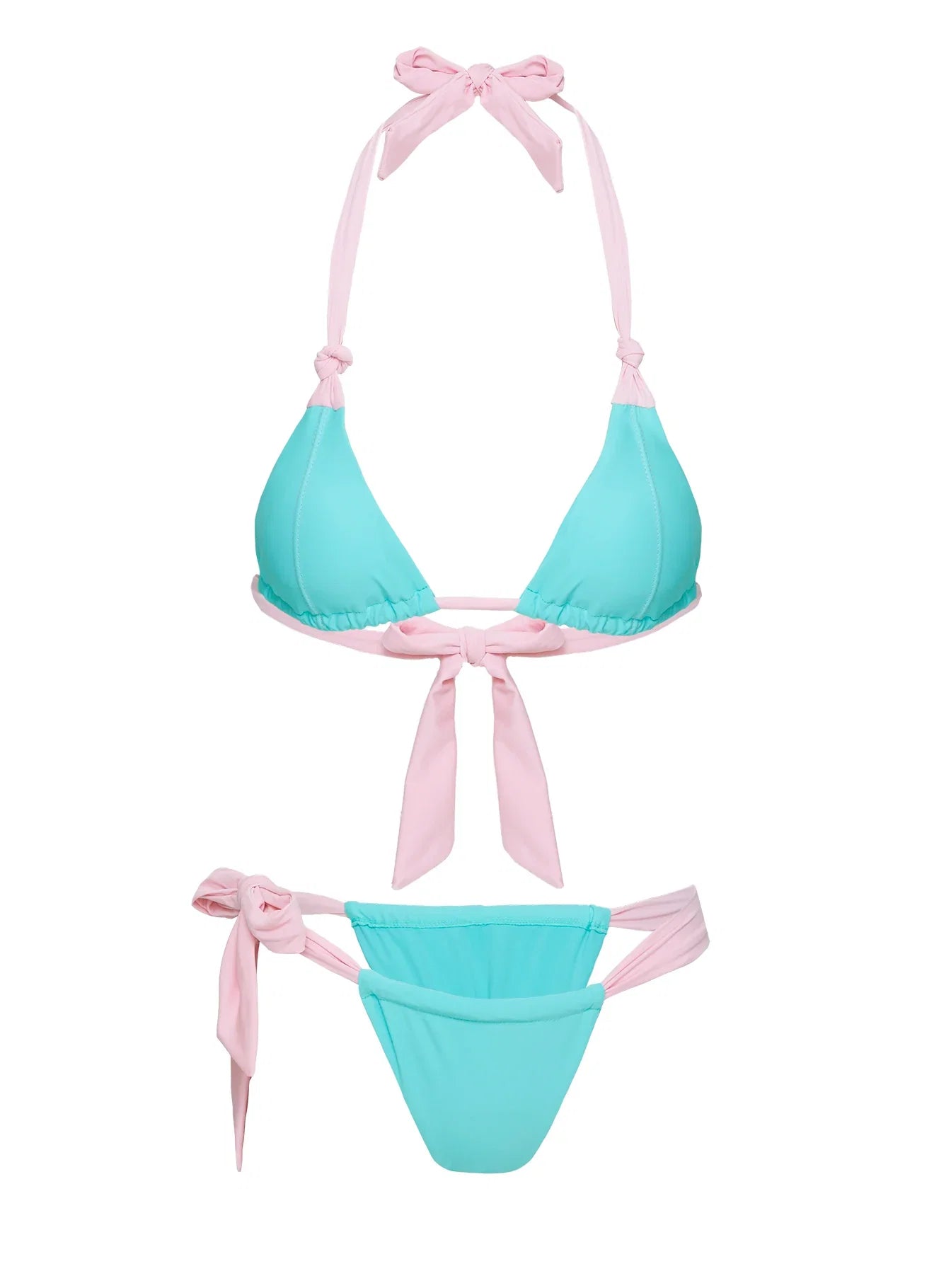 Avalee Ruched Tie One Side Bikini Bottoms Turquoise Pink