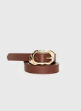 Capeside Faux Leather Belt Brown Gold