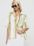 Karyn Top White Yellow Stripe
