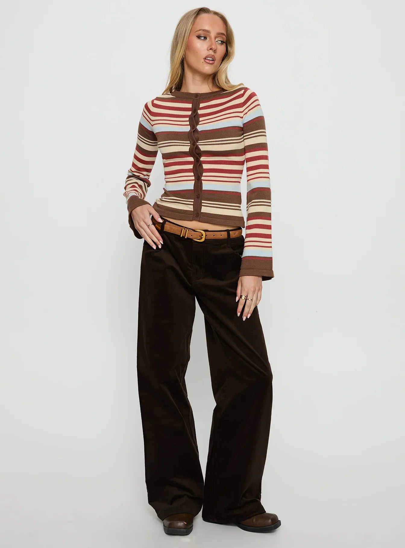 Kenza Wide Leg Corduroy Pant Brown