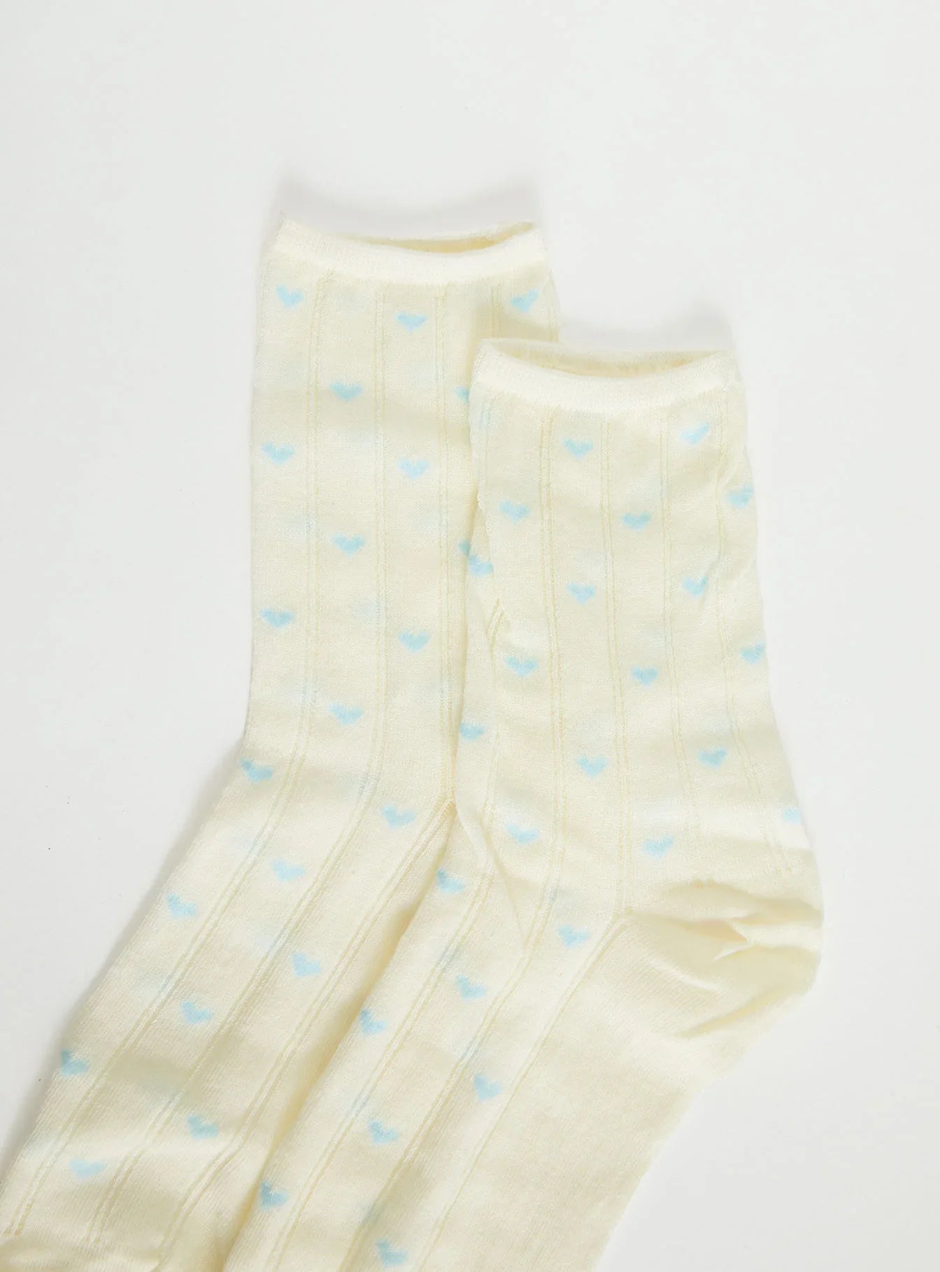 Averee Ribbed Heart Socks Yellow Blue