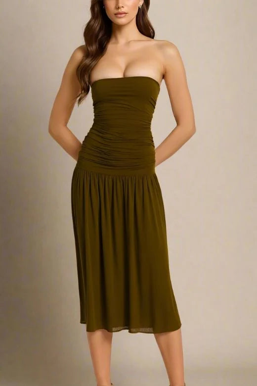 North Bodycon Wrap Midi Dress Chocolate Brown Sale