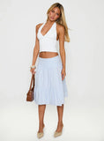Cascades Low Rise Midi Skirt Blue White Stripe