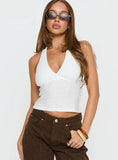 Whimsy Embroidered Halter Top White