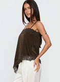 Daesa Longline Lace Top Brown