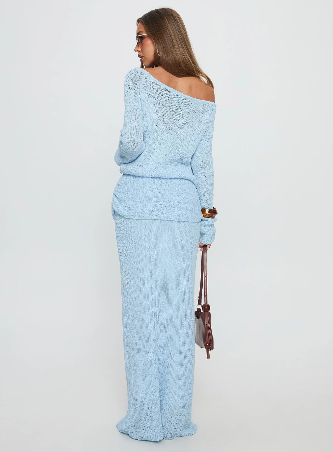 Tessira Boucle Maxi Skirt Blue