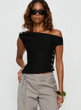 Laude Eyelet Off Shoulder Top Black