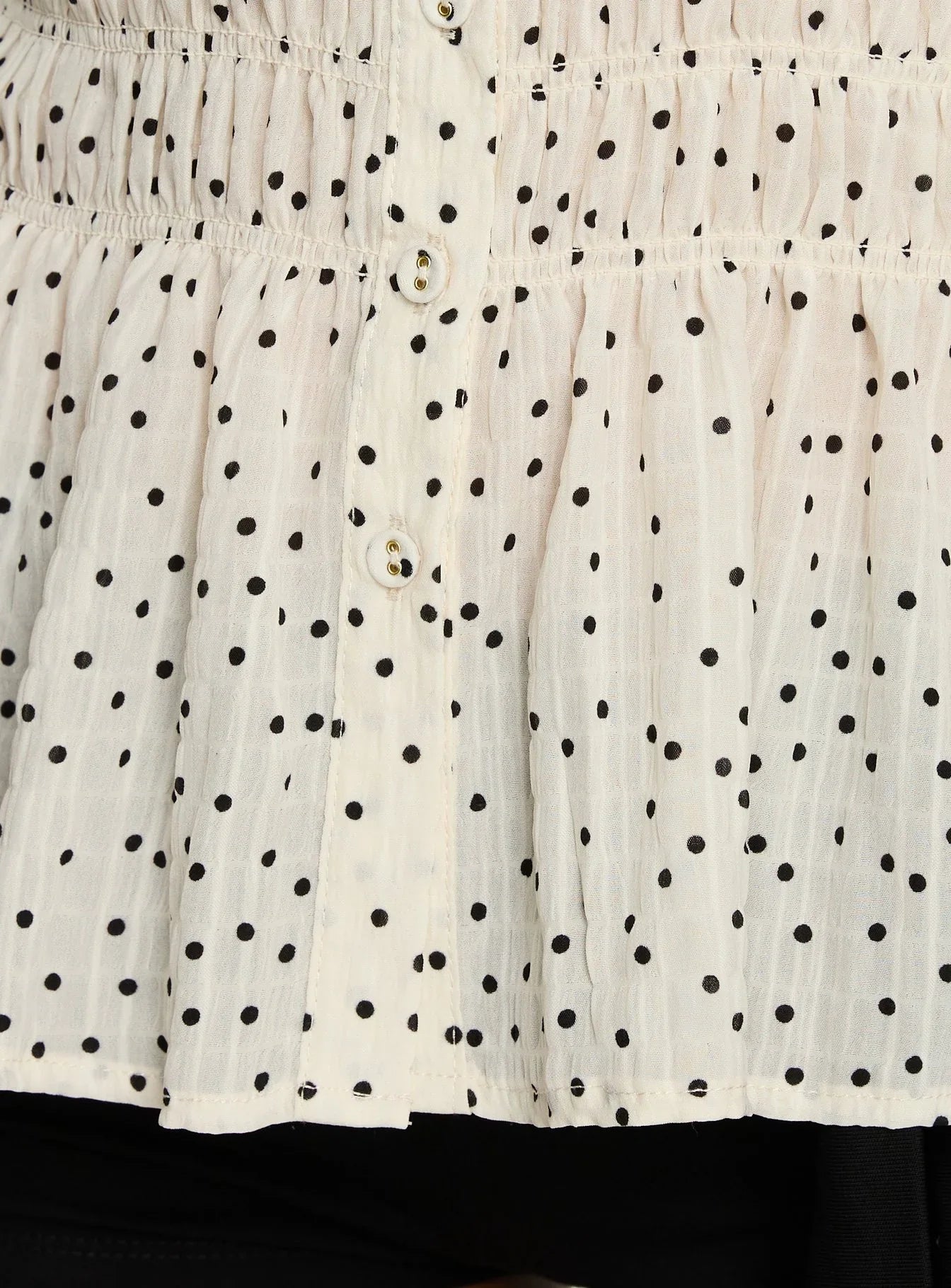 As You Are Shirred Halter Top Cream Polka