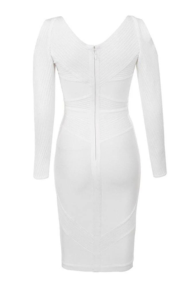 Coco Long Sleeve Bandage Dress White Pearl Sale