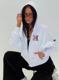 Harvard Raglan Zip Up White Red