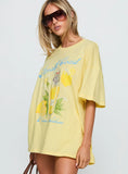 Amalfi Coast Oversized Graphic Tee Pastel Yellow