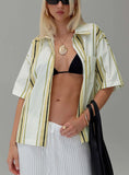 Karyn Top White Yellow Stripe