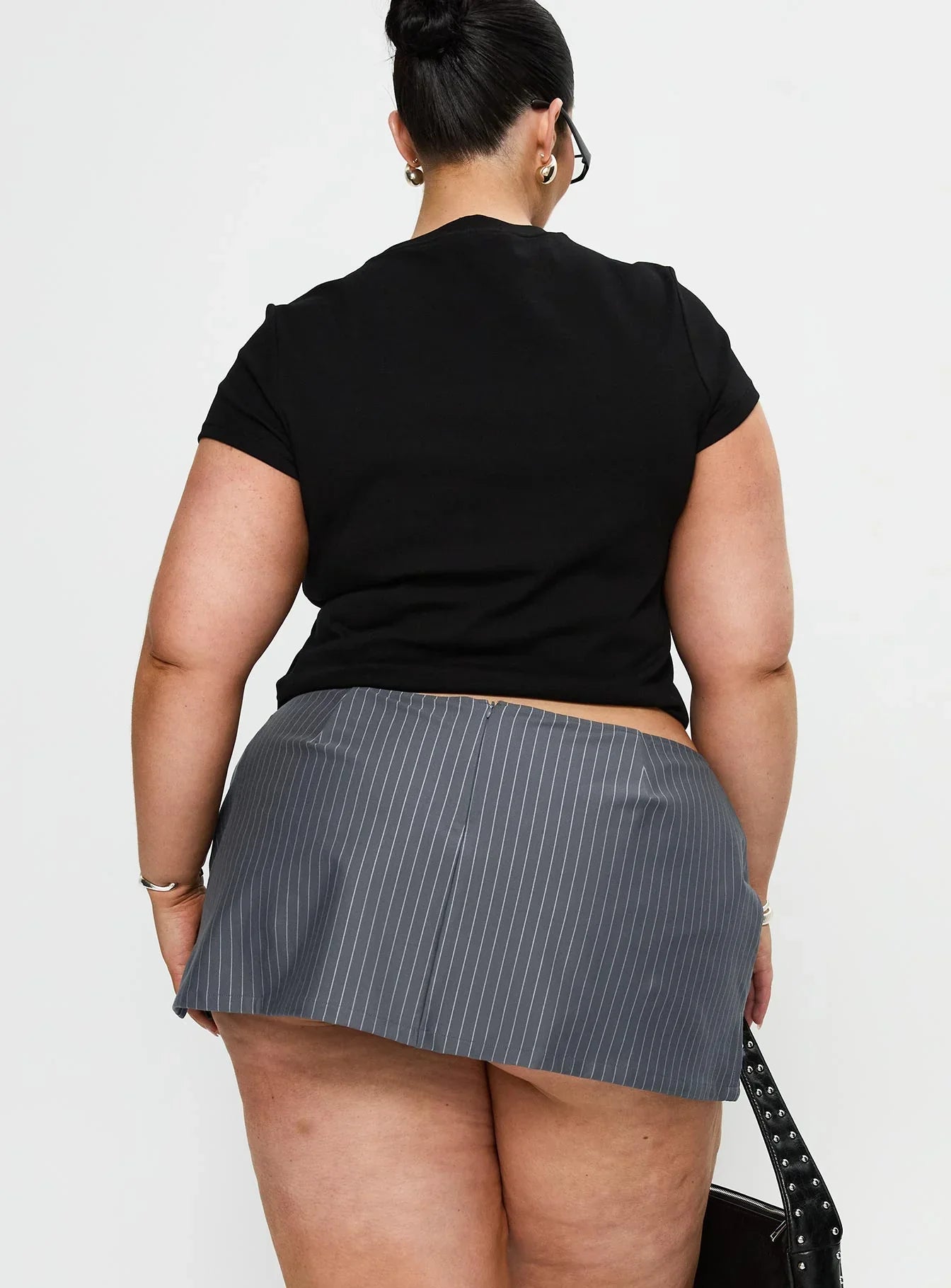 Cant Sleep Skort Charcoal Stripe Curve