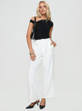 Jazzar Pocket Detail Pleated Pant White Petite