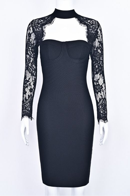 Elia Long Sleeve Bandage Dress Classic Black