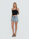 Warna Low Rise Denim Mini Skirt Light Blue Wash