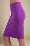 Pencil High Waist Bandage Knee Length Skirt Plum Purple