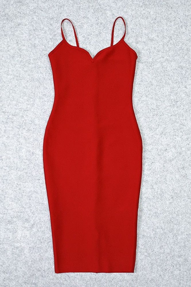 Blanche Bandage Midi Dress Lipstick Red