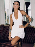 Maeva Halter Mini Dress White