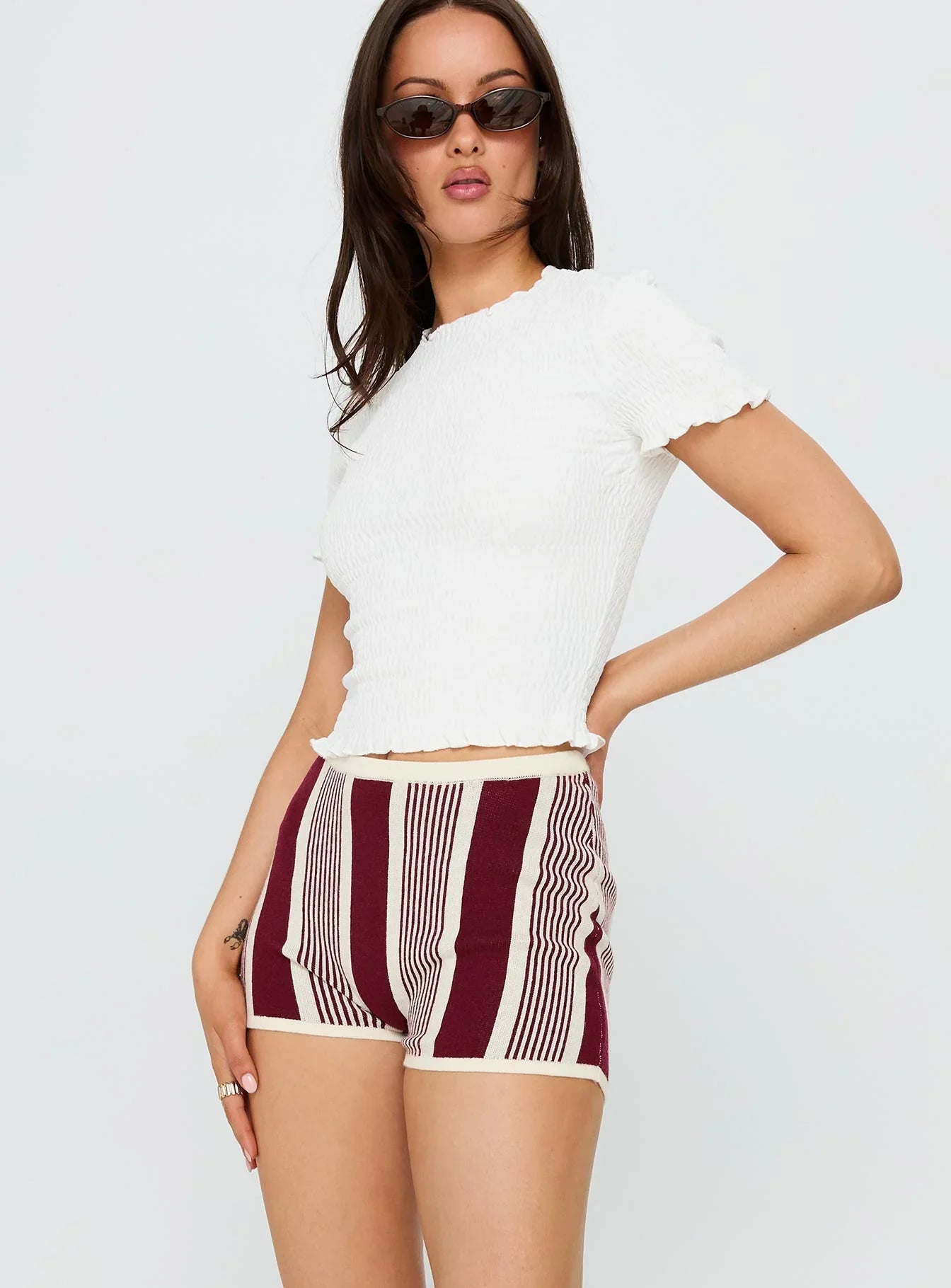 Annisten Knit Shorts Red Cream Stripe