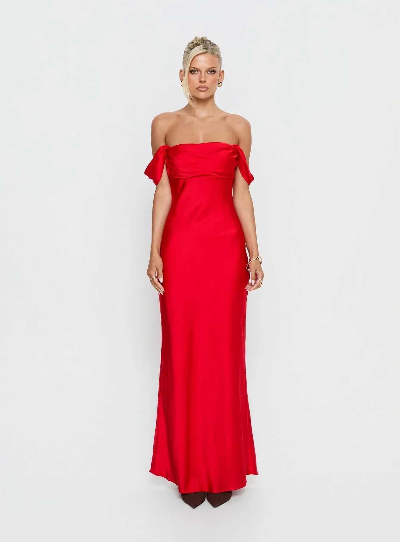 Azura Off The Shoulder Maxi Dress Red