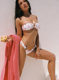 Candy Strapless Bikini Top White Pink Floral