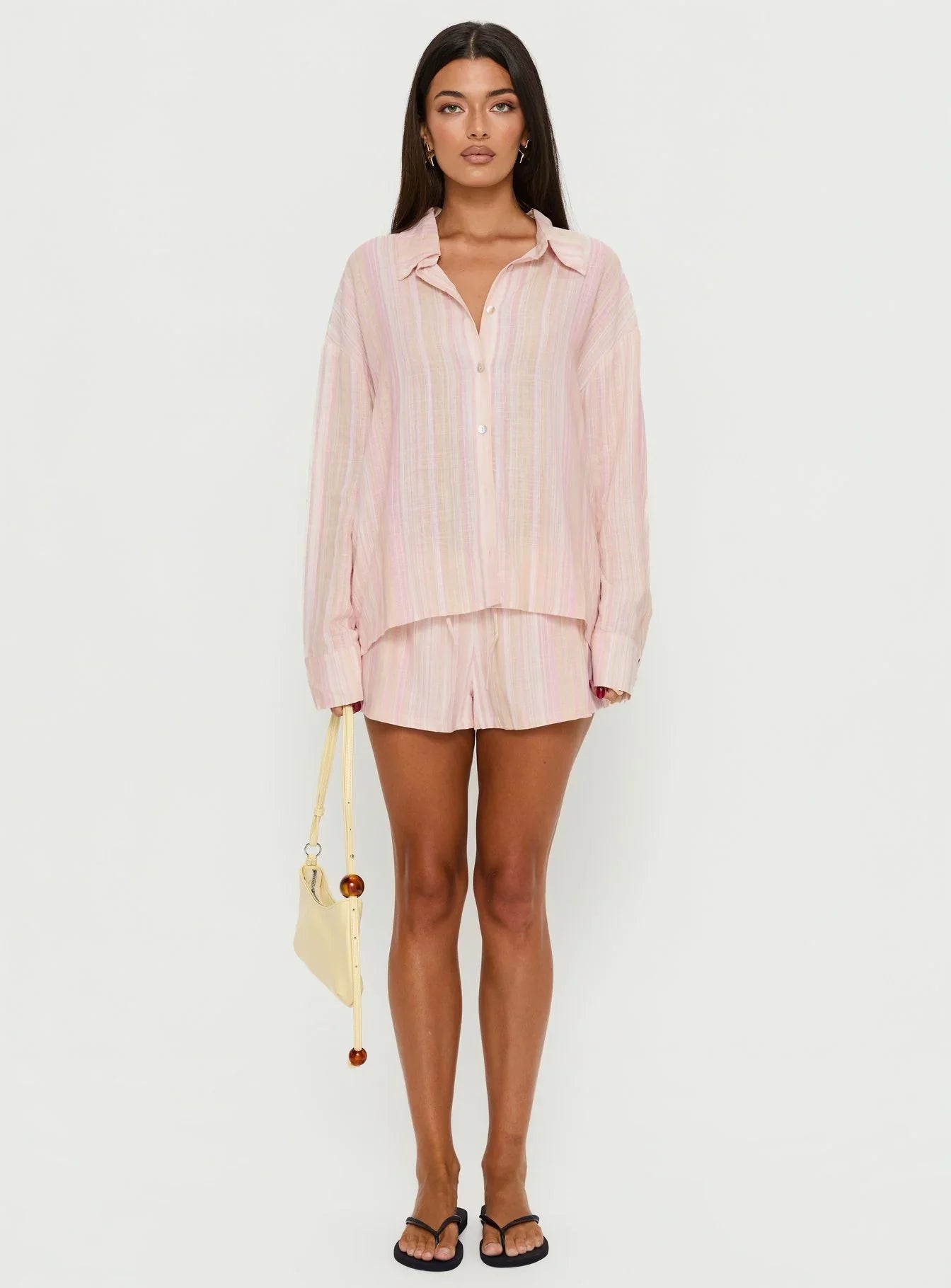 Opheliah Drawstring Shorts Pink Stripe
