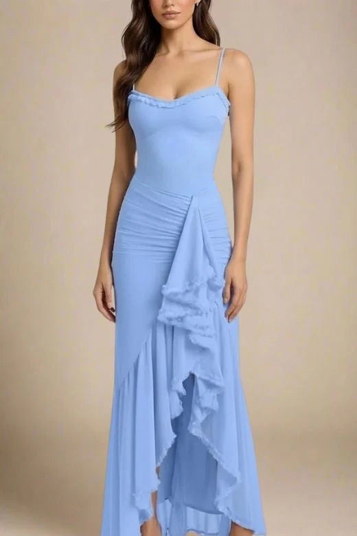 Noah Bodycon Wrap Midi Dress Azure Blue