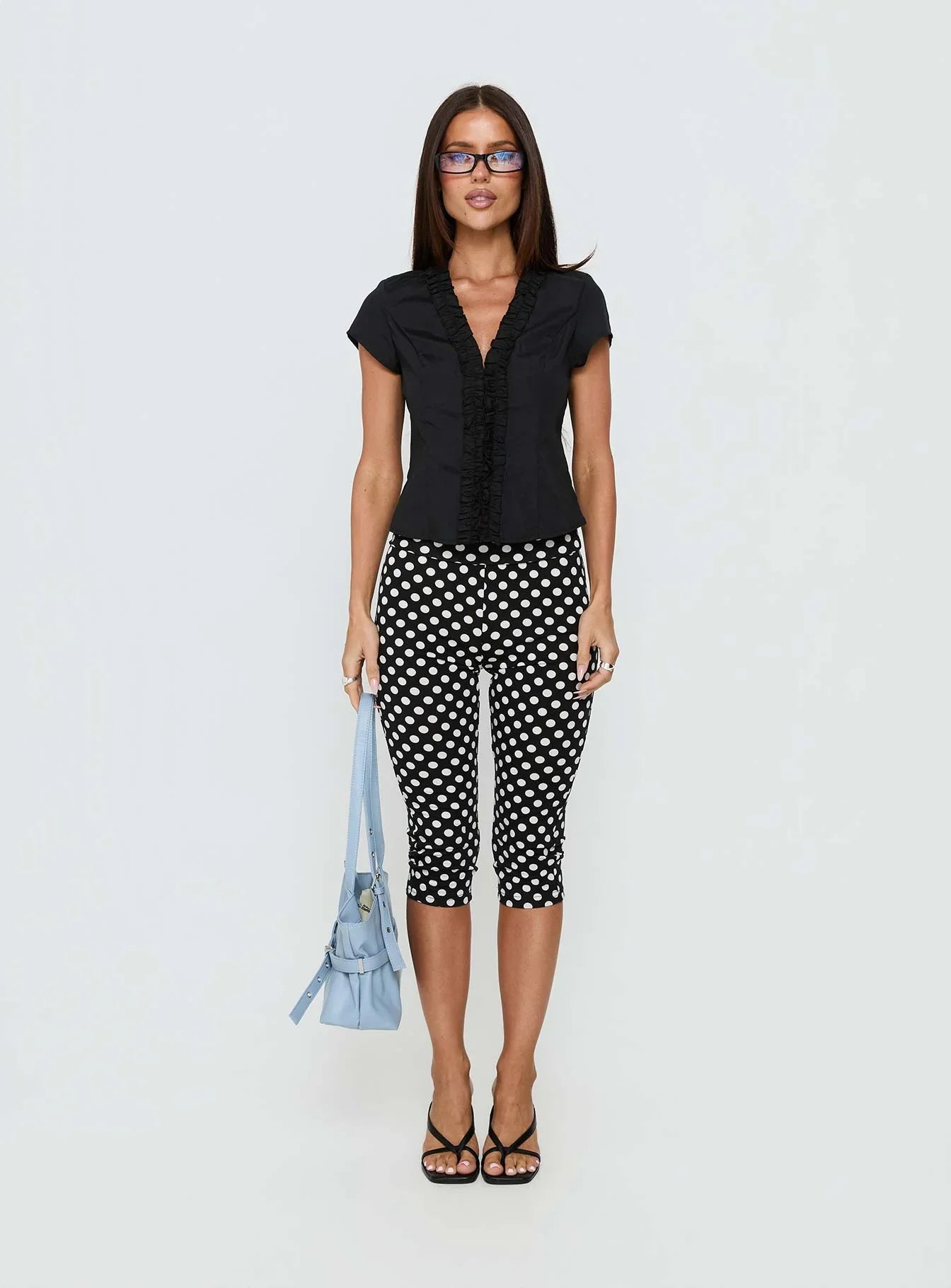 Isadonna Capri Pants Black Polka Dot