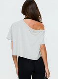 Bailea Off Shoulder Cropped Tee Grey Marle