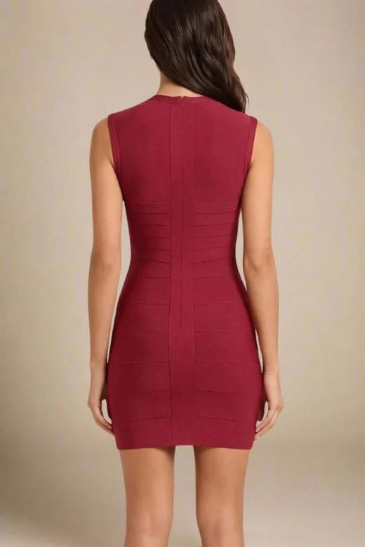 Alora Bandage Mini Dress Red Wine