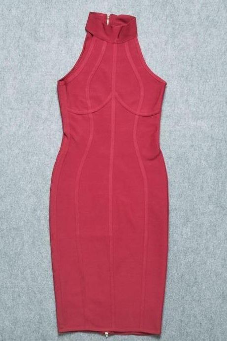 Lea Bandage Midi Dress Red Wine Sale