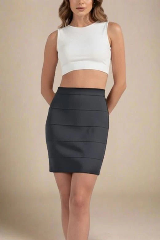 High Waist Bandage Mini Skirt Classic Black