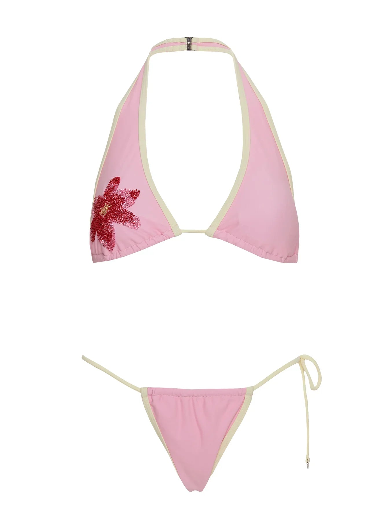 Anolia Tie Side Cheeky Bikini Bottoms Pink Yellow