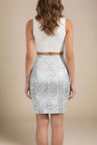 High Waist Metallic Leather Mini Skirt Silver