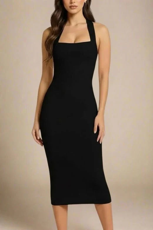 Raya Bodycon Midi Dress Classic Black