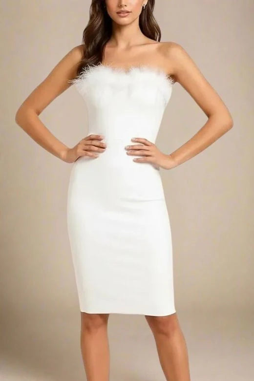 Erin Bandage Dress White Pearl